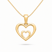 14ct Gold Double Heart Pendant • Solid Gold Heart Charm • Minimalist 14ct Gold Pendant • Real Yellow Gold Jewellery • Openwork Love Token Charm - Kolié Fine Jewellery