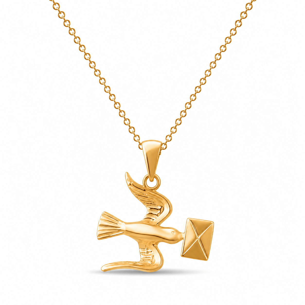 14ct Gold Dove Bird with Letter Pendant - Pendant Only - Kolié Fine Jewellery