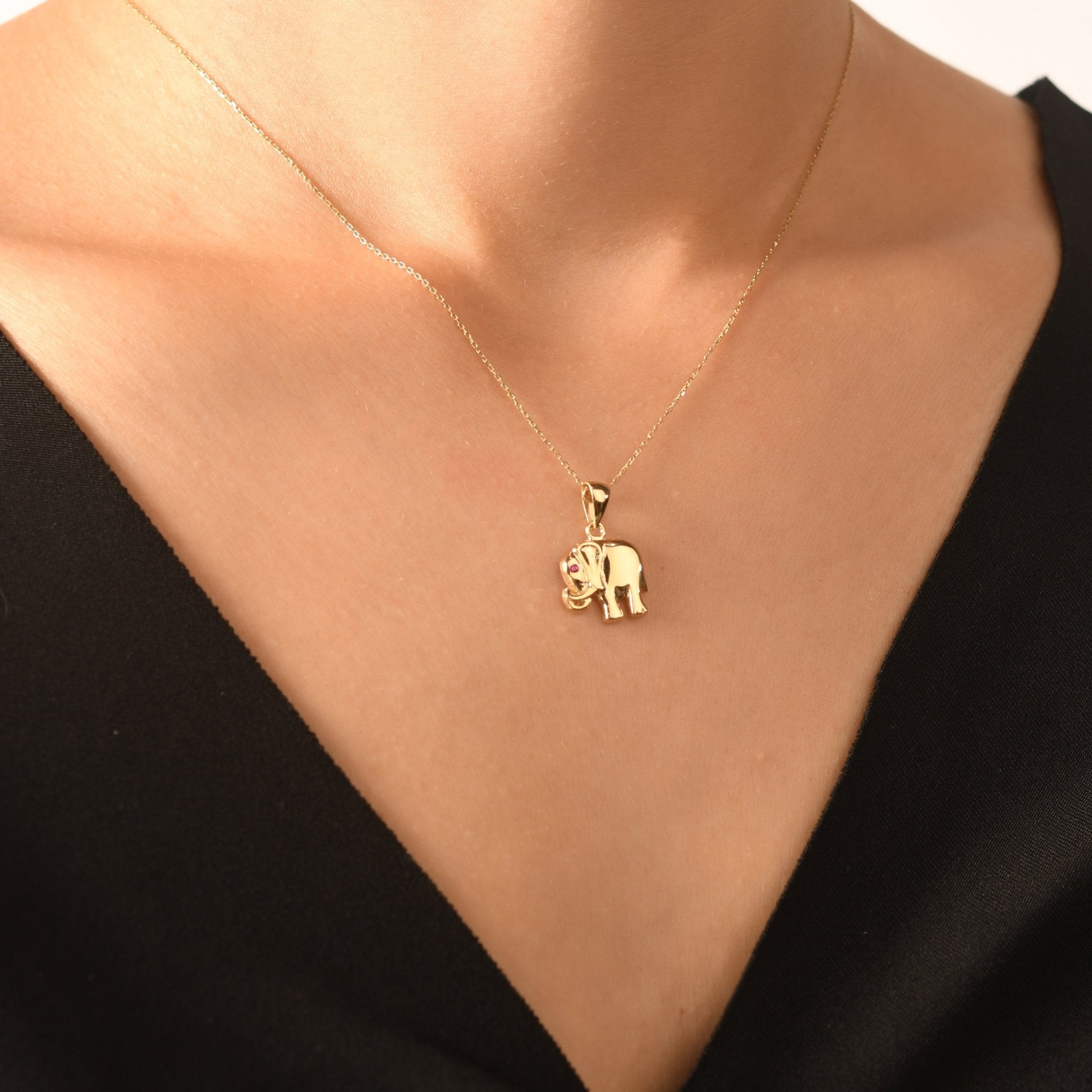 14ct Gold Elephant Pendant – Cute Animal Charm - Pendant Only - Kolié