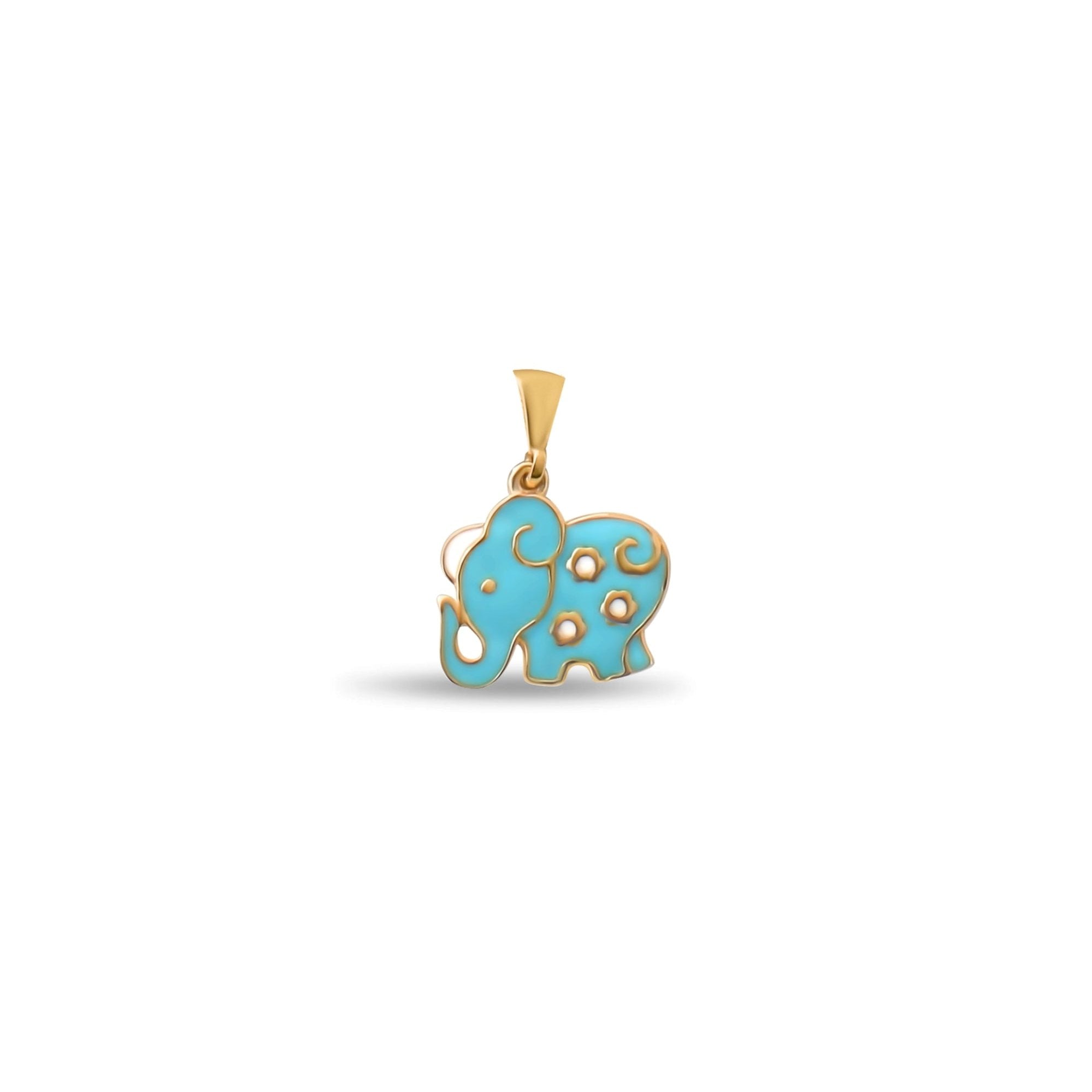 14ct Gold Elephant Pendant with Enamel – Cute Animal Charm - Pendant Only - Kolié