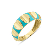 14ct Gold Enamel Ring for Women, Modern Gold Band, Chunky Ring, Statement Jewellery, Gift for Her - Kolié