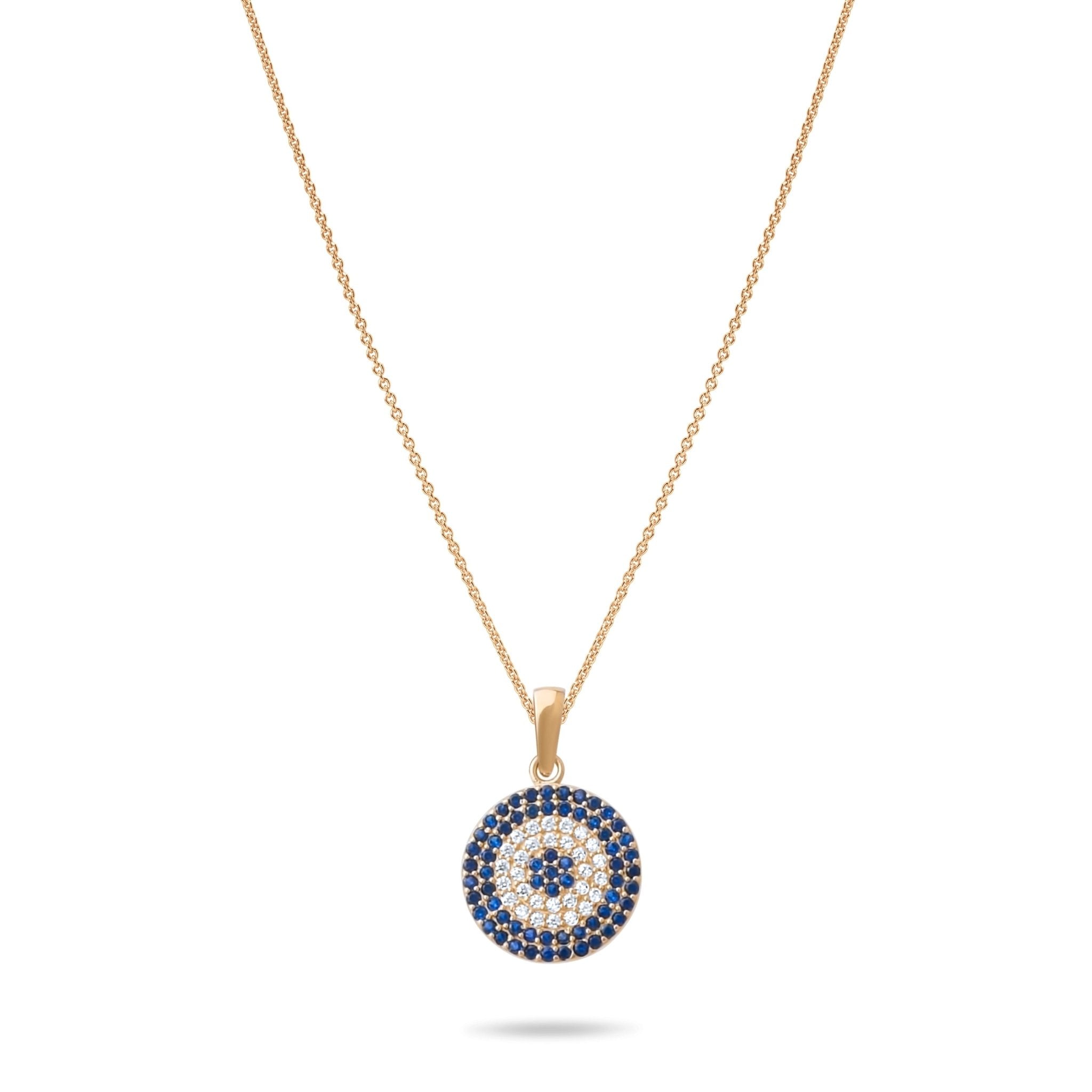 14ct Gold Evil Eye Pendant with Blue and White Cubic Zirconia – Elegant and Protective Amulet - Pendant Only - Kolié