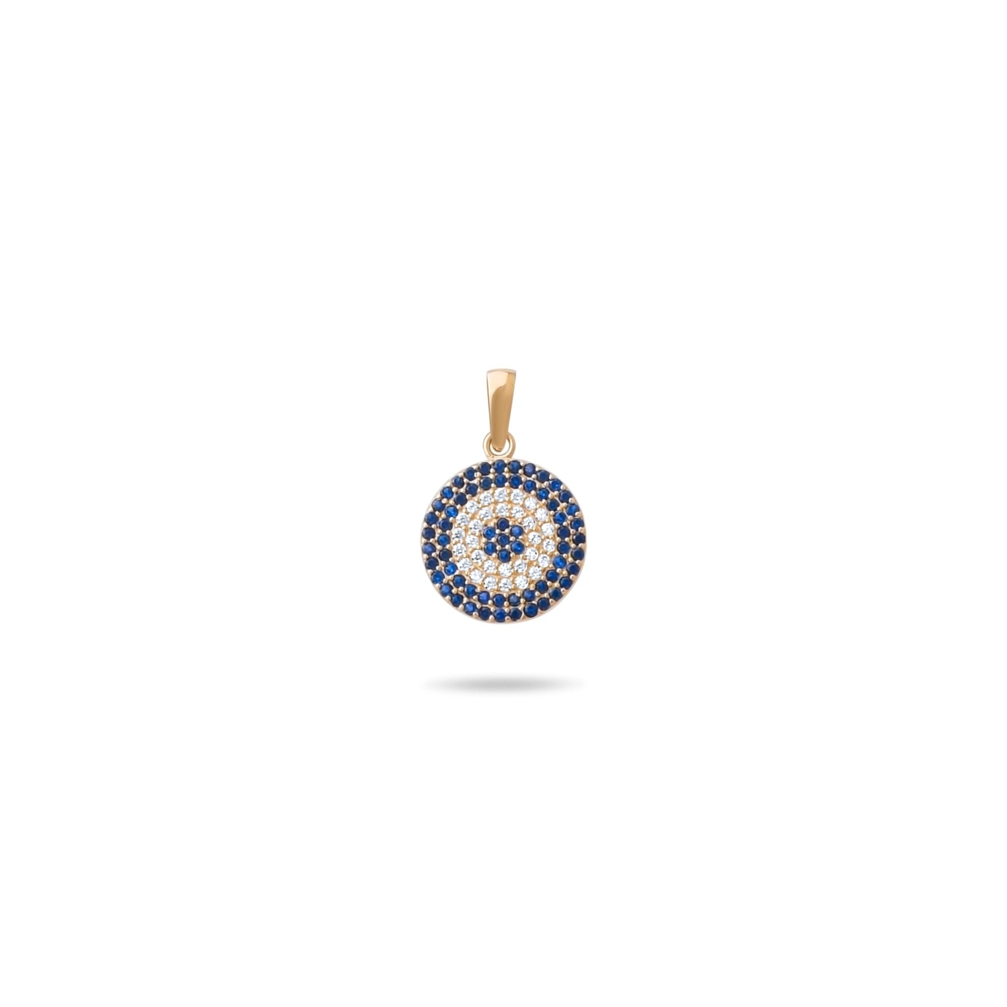 14ct Gold Evil Eye Pendant with Blue and White Cubic Zirconia – Elegant and Protective Amulet - Pendant Only - Kolié