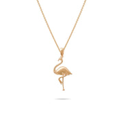 14ct Gold Flamingo Pendant Necklace, Elegant Charm, Hallmarked Gold Statement Pendant Only - Kolié