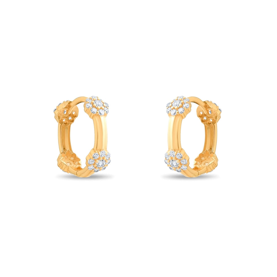 14ct Gold Floral Hoop Earrings with Cubic Zirconia, Dainty Flower Earrings for Women, Elegant Nature - Inspired Jewellery, Gift for Her - Kolié