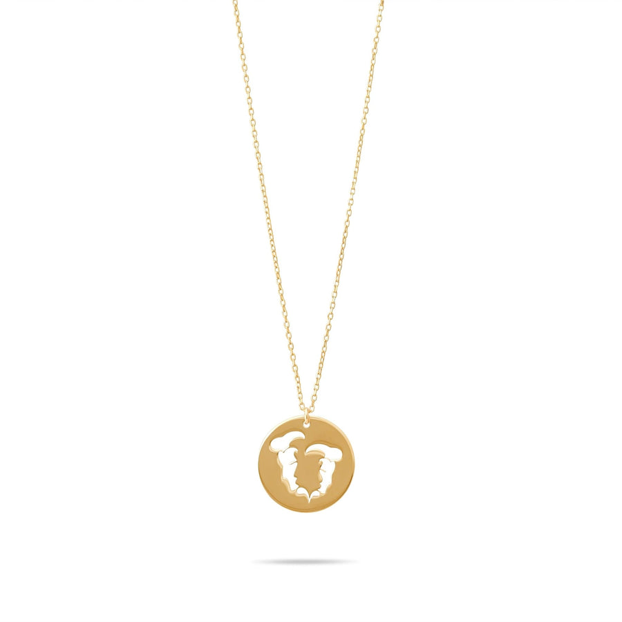 14ct Gold Gemini Zodiac Pendant Necklace with Chain | Astrology Birthday Jewellery for Women & Teens | Hallmarked Gift - Kolié