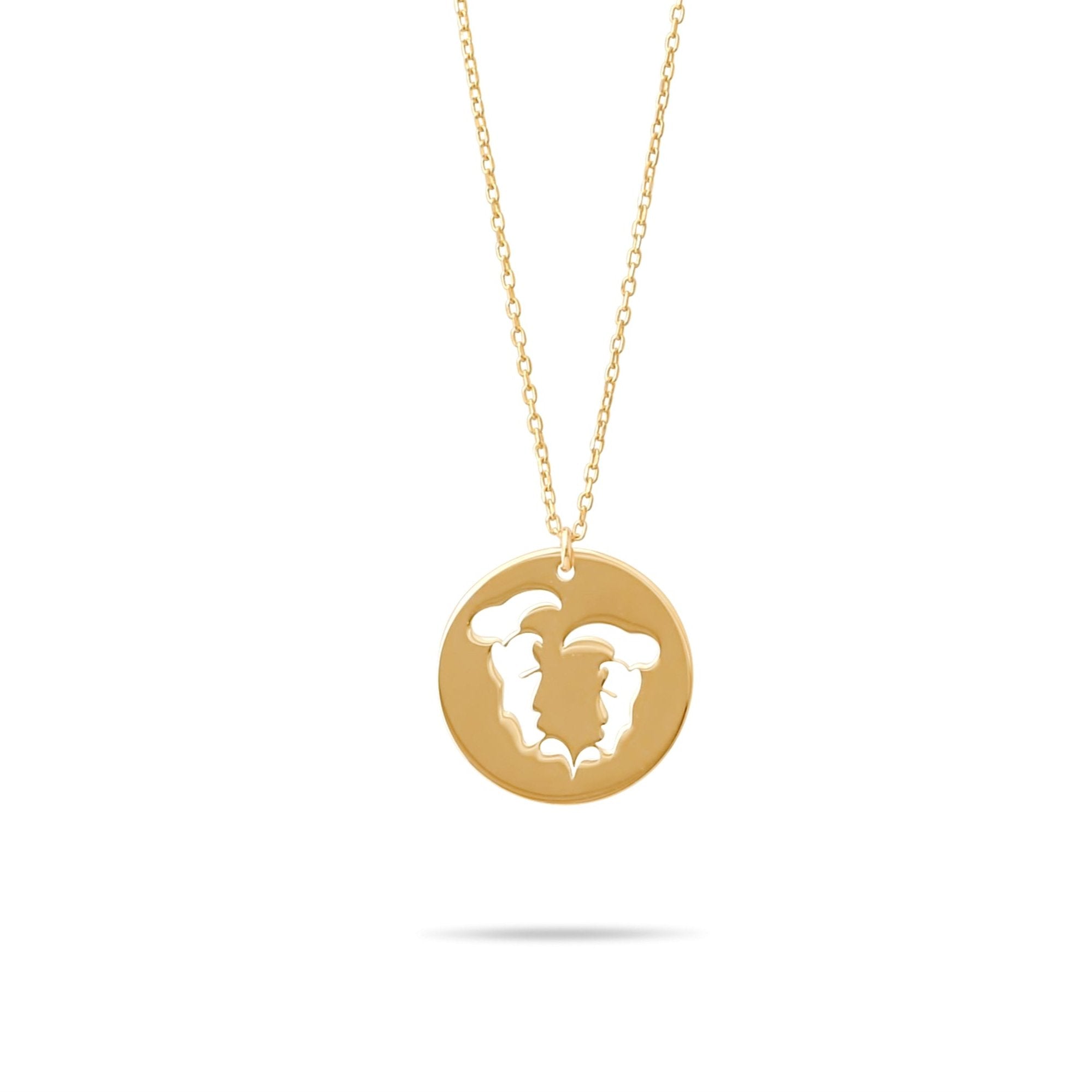 14ct Gold Gemini Zodiac Pendant Necklace with Chain | Astrology Birthday Jewellery for Women & Teens | Hallmarked Gift - Kolié