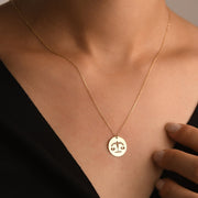 14ct Gold Gemini Zodiac Pendant Necklace with Chain | Astrology Birthday Jewellery for Women & Teens | Hallmarked Gift - Kolié