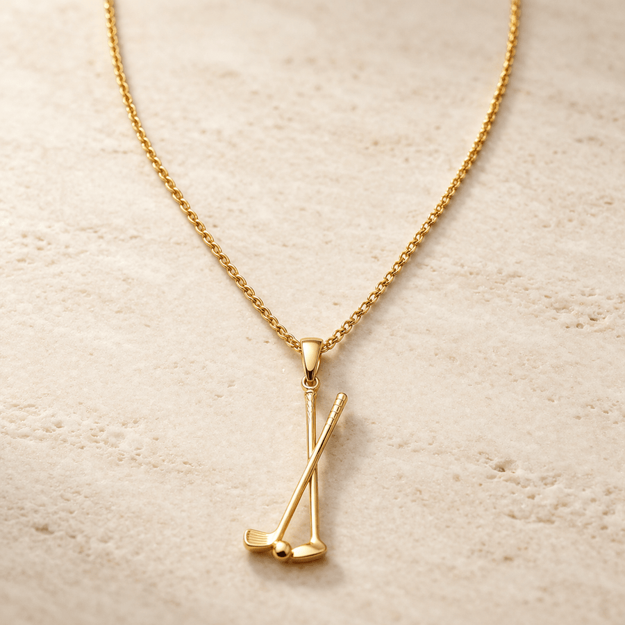 14ct Gold Golf Pendant – Elegant Golf Club & Ball Charm - Pendant Only - Kolié Fine Jewellery