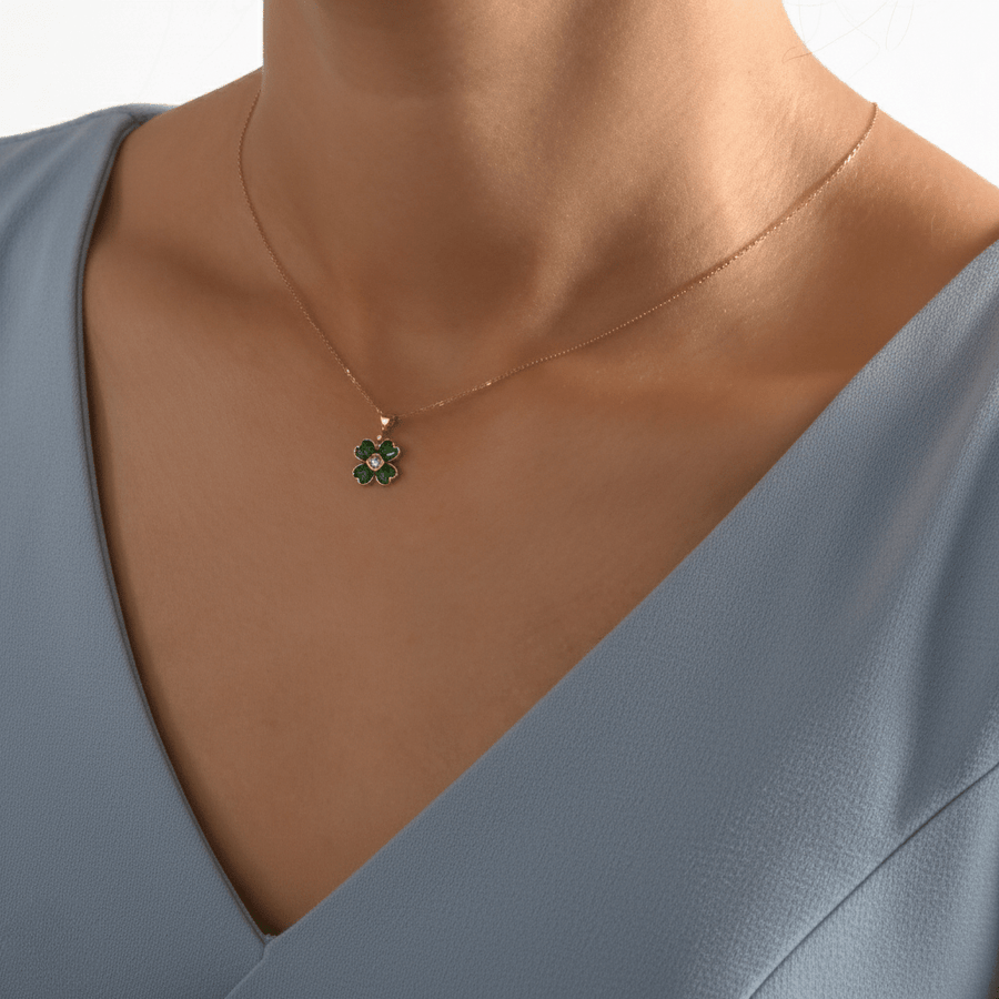 14ct Gold Green Clover Pendant – Pendant Only - Kolié Fine Jewellery
