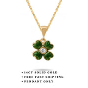 14ct Gold Green Clover Pendant – Pendant Only - Kolié Fine Jewellery
