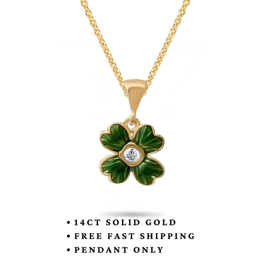 14ct Gold Green Clover Pendant – Pendant Only - Kolié Fine Jewellery