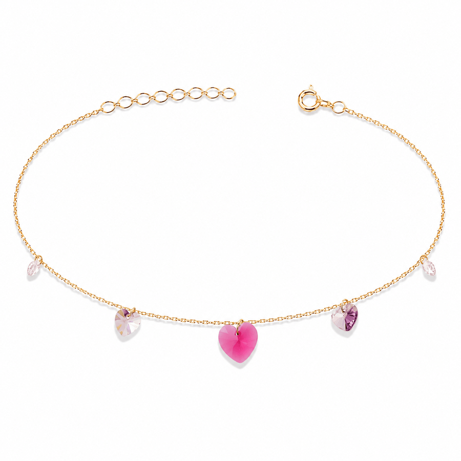 14ct Gold Heart Charm Bracelet - Kolié Fine Jewellery