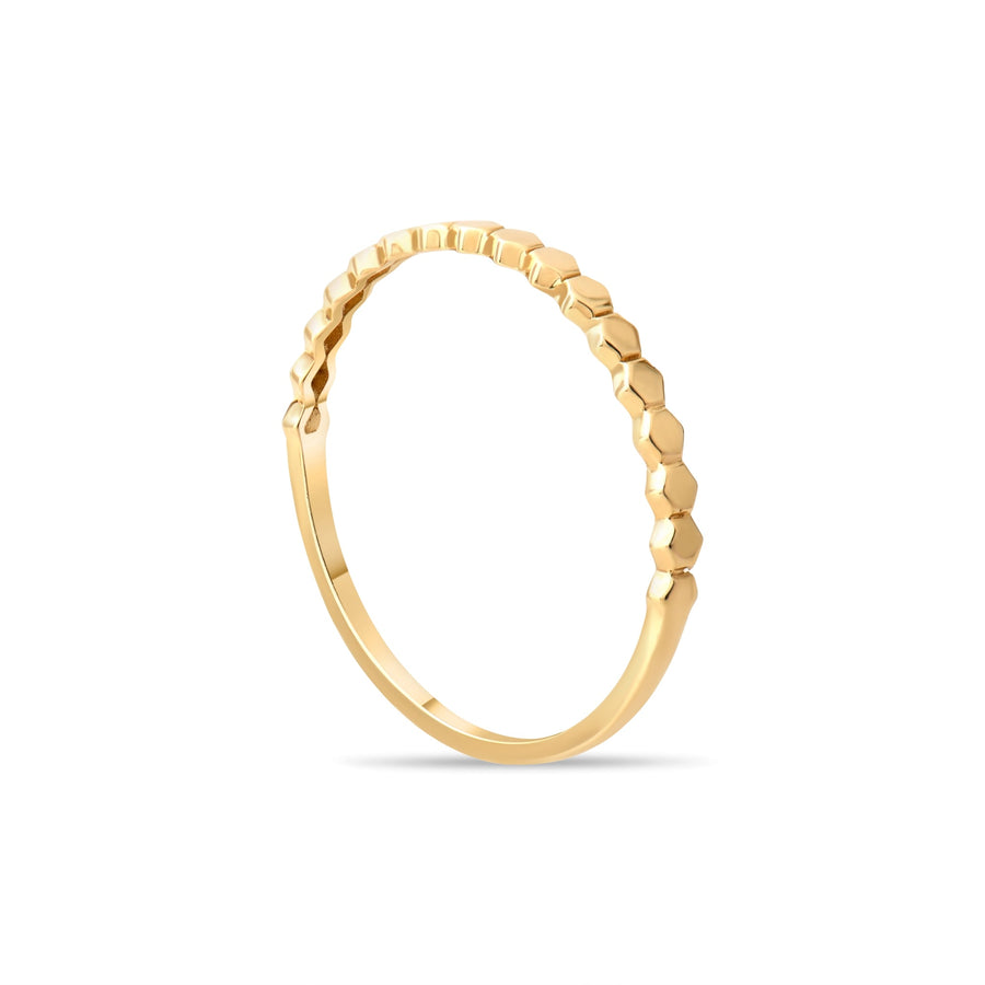 14ct Gold Hexagonal Ring – Size N - Kolié Fine Jewellery