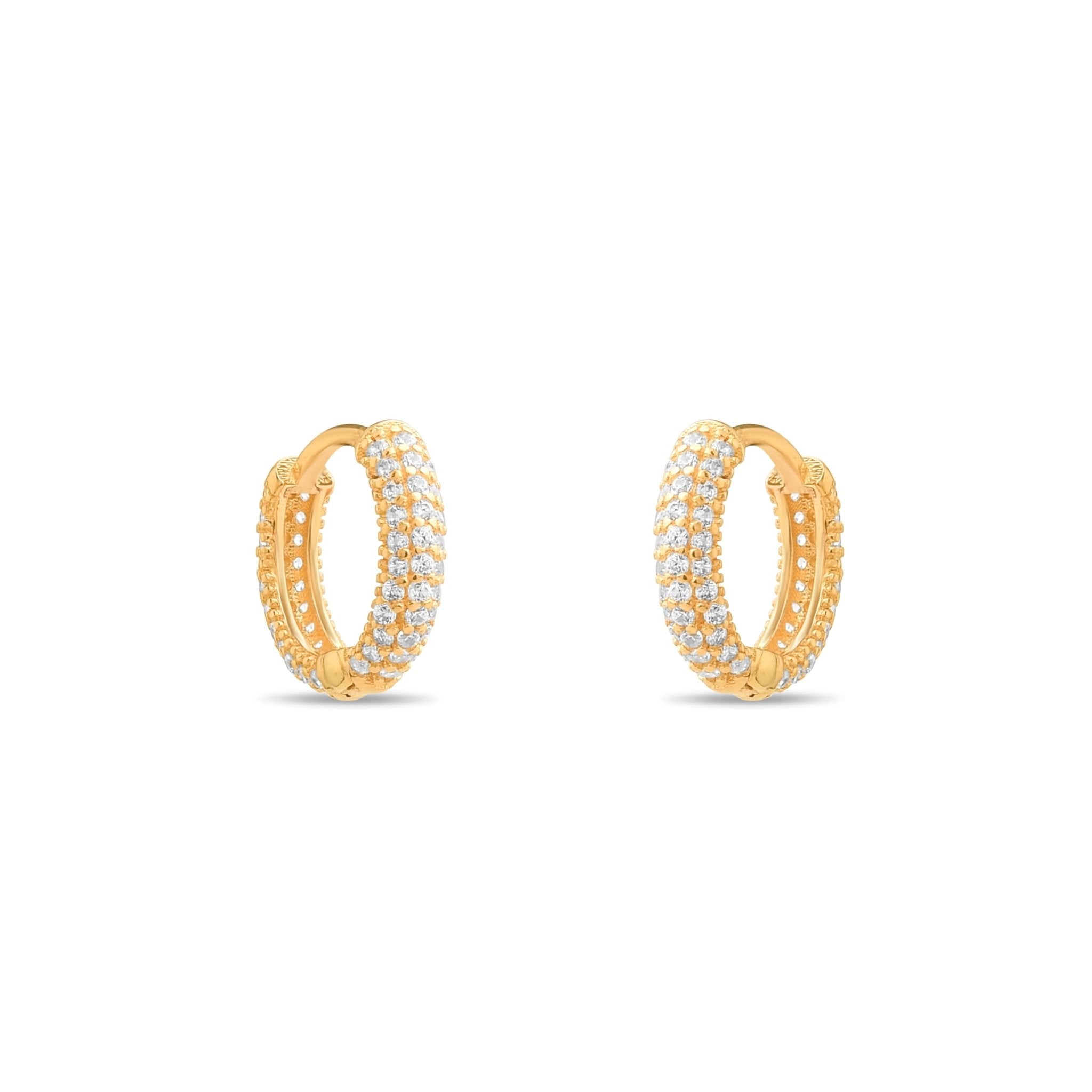 14ct Gold Hoop Earrings with Cubic Zirconia, Dainty Sparkling Hoops for Women, Everyday Luxury Jewellery, Gift for Her - Kolié