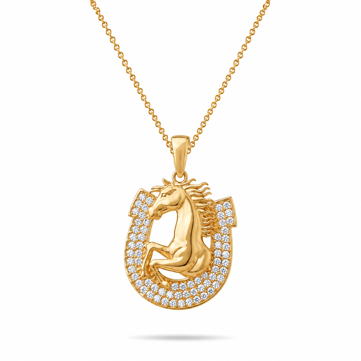 14ct Gold Horse and Horseshoe Pendant - Kolié Fine Jewellery