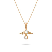 14ct Gold Infinity Angel Wings Pendant with Cubic Zirconia – Symbol of Eternal Love & Protection - Pendant Only - Kolié