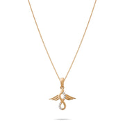 14ct Gold Infinity Angel Wings Pendant with Cubic Zirconia – Symbol of Eternal Love & Protection - Pendant Only - Kolié