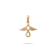 14ct Gold Infinity Angel Wings Pendant with Cubic Zirconia – Symbol of Eternal Love & Protection - Pendant Only - Kolié