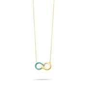 14ct Gold Infinity Necklace with Blue Enamel | Elegant Gold Pendant for Women | Christmas Gift - Kolié