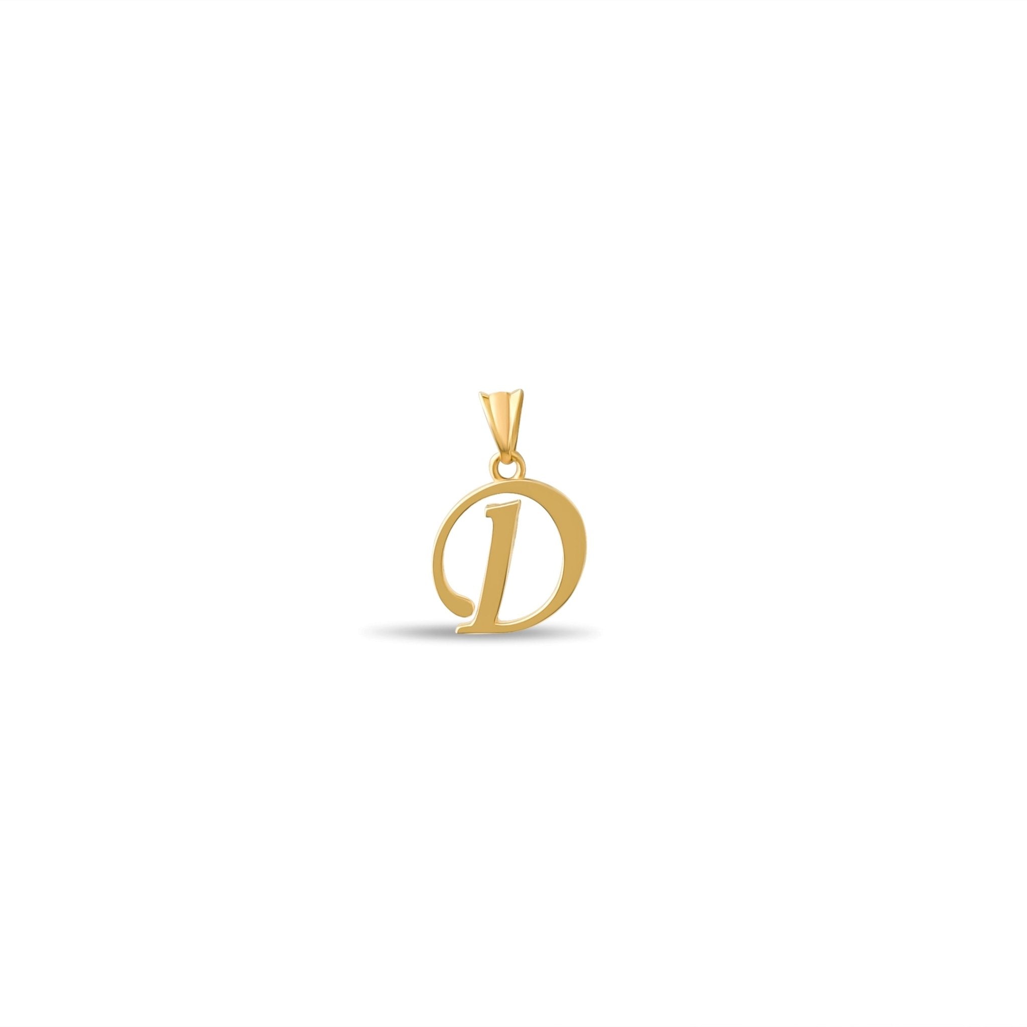 14ct Gold Initial D Pendant | Personalised Gold Alphabet Charm | Meaningful Gift | Pendant Only - Kolié