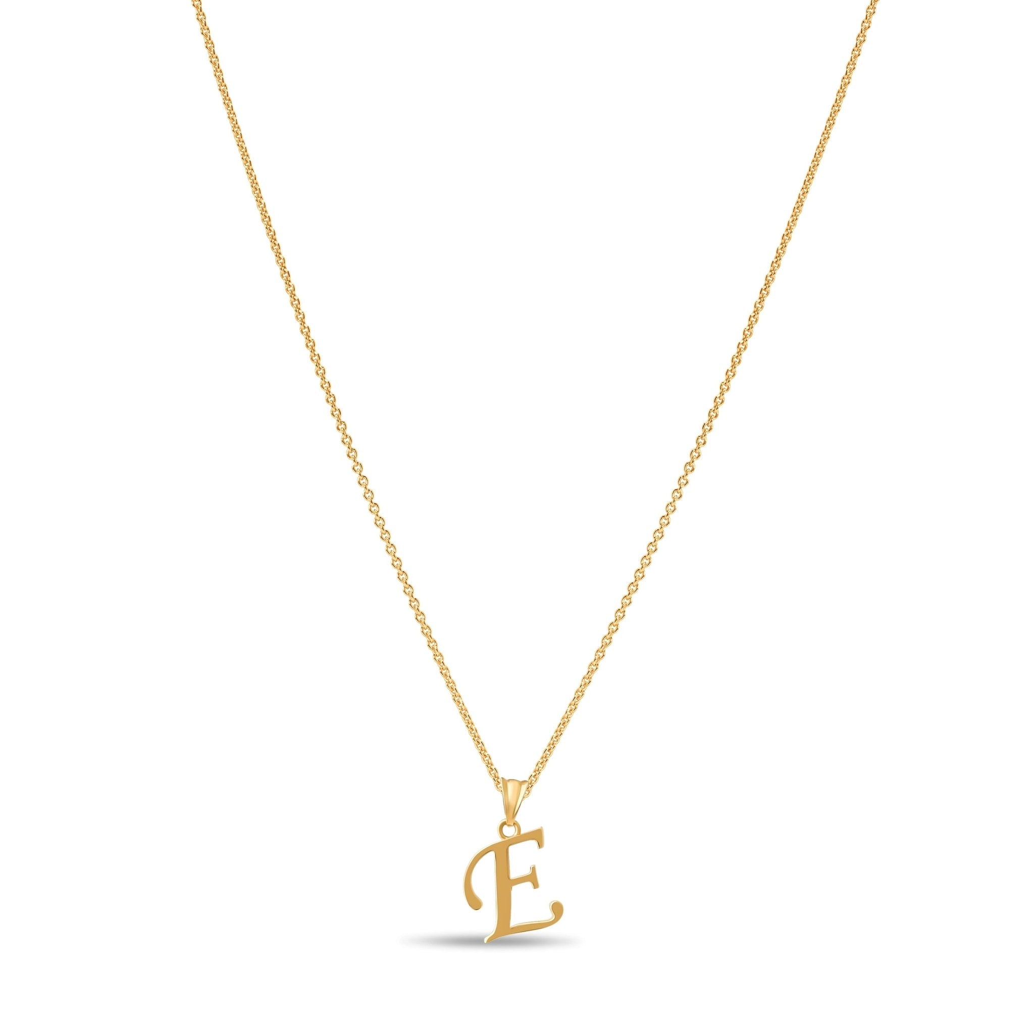 14ct Gold Initial E Pendant | Personalised Gold Alphabet Charm | Meaningful Gift | Pendant Only - Kolié