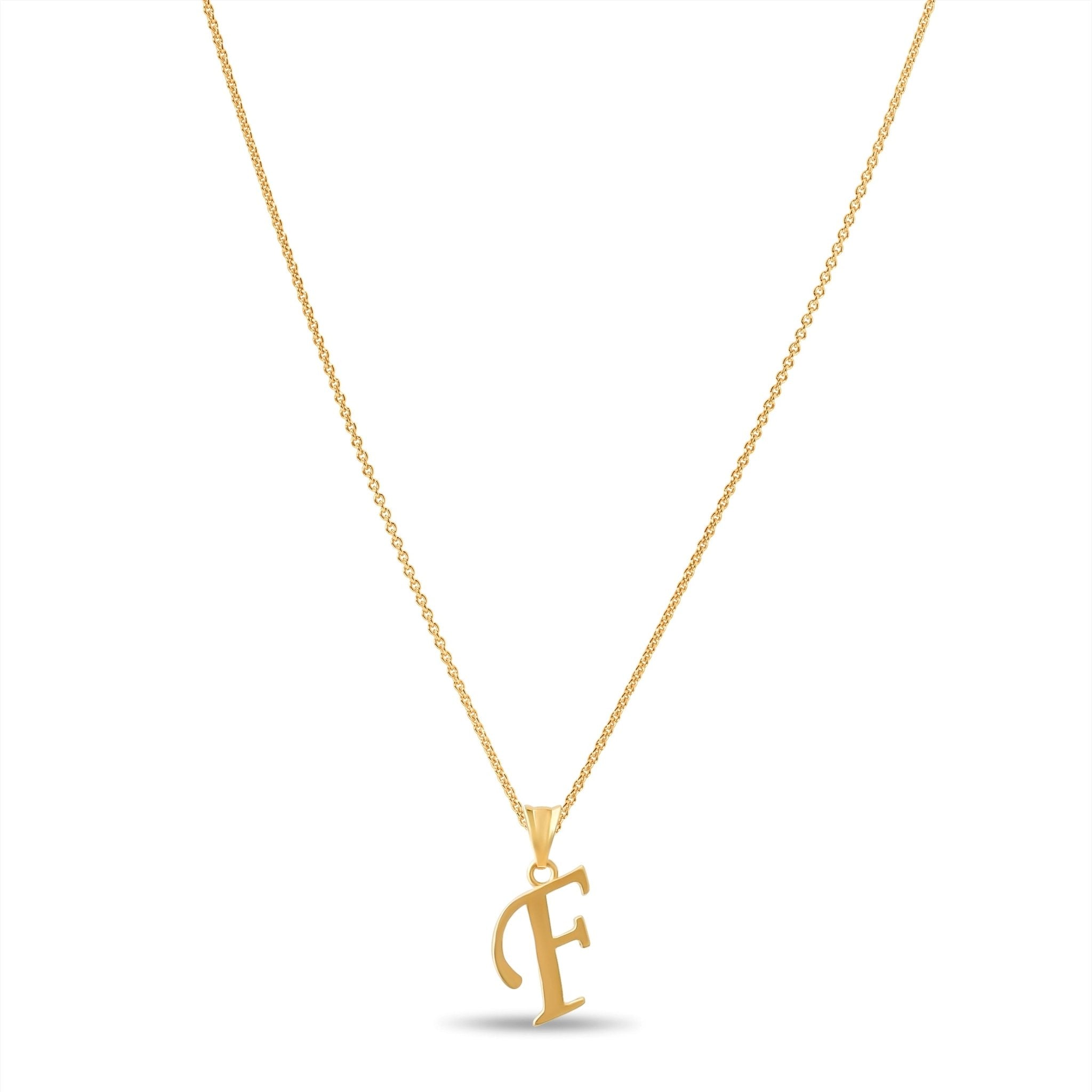 14ct Gold Initial F Pendant | Personalised Gold Alphabet Charm | Meaningful Gift | Pendant Only - Kolié