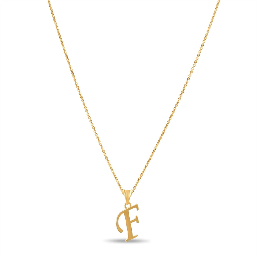 14ct Gold Initial F Pendant | Personalised Gold Alphabet Charm | Meaningful Gift | Pendant Only - Kolié