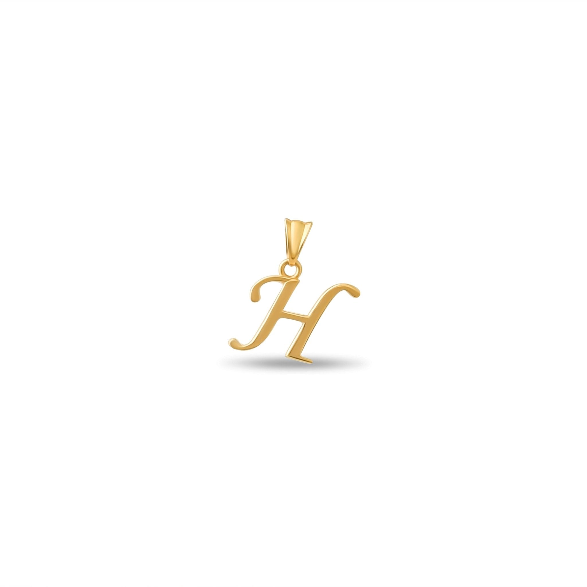 14ct Gold Initial H Pendant | Personalised Gold Alphabet Charm | Meaningful Gift | Pendant Only - Kolié