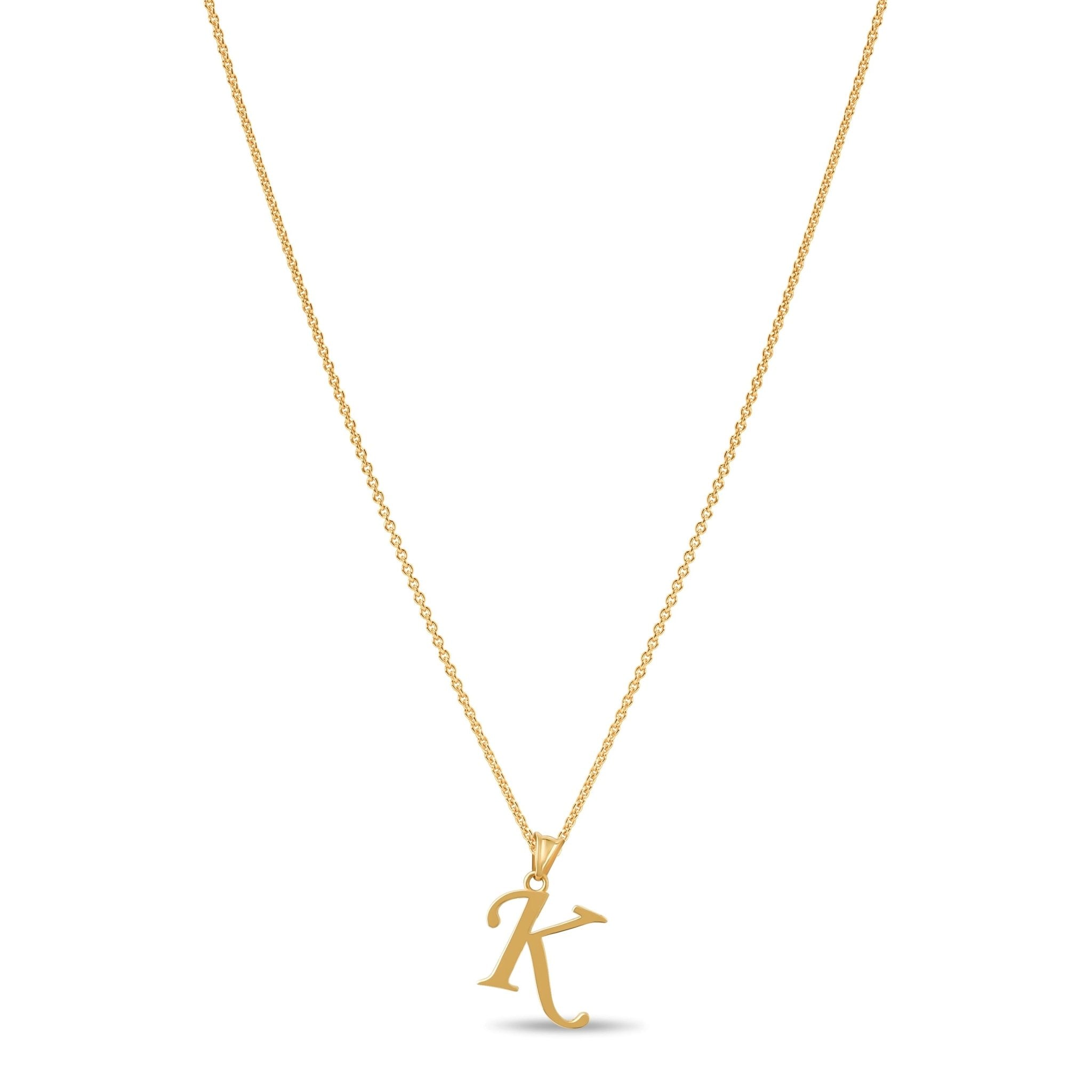 14ct Gold Initial K Pendant | Personalised Gold Alphabet Charm | Meaningful Gift | Pendant Only - Kolié