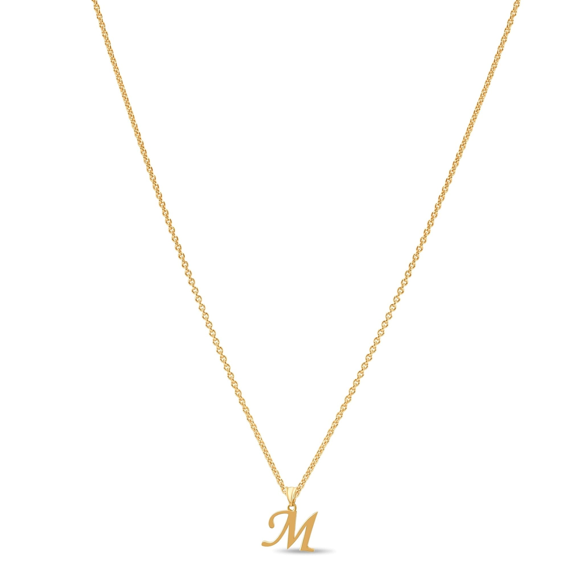 14ct Gold Initial M Pendant | Personalised Gold Alphabet Charm | Meaningful Gift | Pendant Only - Kolié