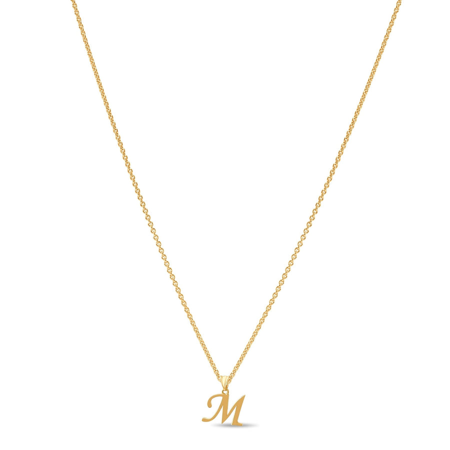 14ct Gold Initial M Pendant | Personalised Gold Alphabet Charm | Meaningful Gift | Pendant Only - Kolié