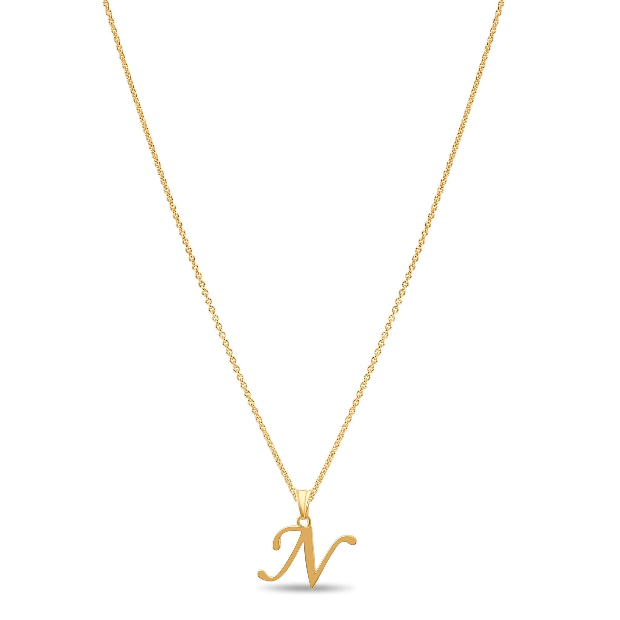 14ct Gold Initial N Pendant | Personalised Gold Alphabet Charm | Meaningful Gift | Pendant Only - Kolié