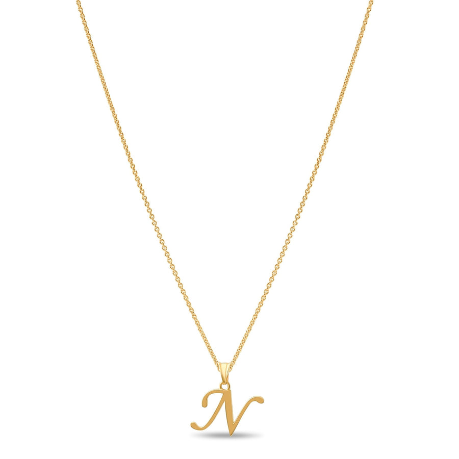 14ct Gold Initial N Pendant | Personalised Gold Alphabet Charm | Meaningful Gift | Pendant Only - Kolié