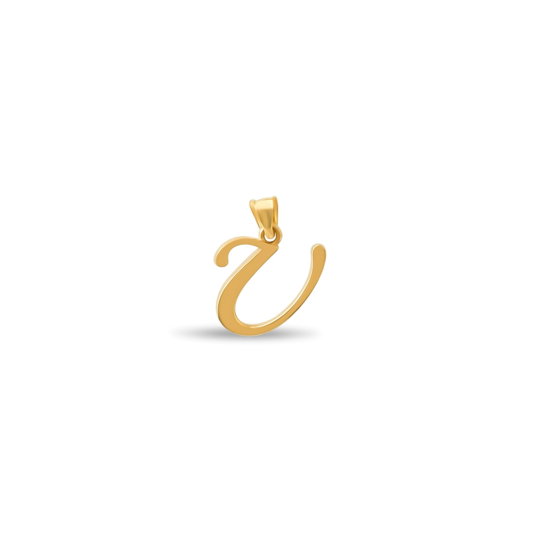 14ct Gold Initial U Pendant | Personalised Gold Alphabet Charm | Meaningful Gift | Pendant Only - Kolié