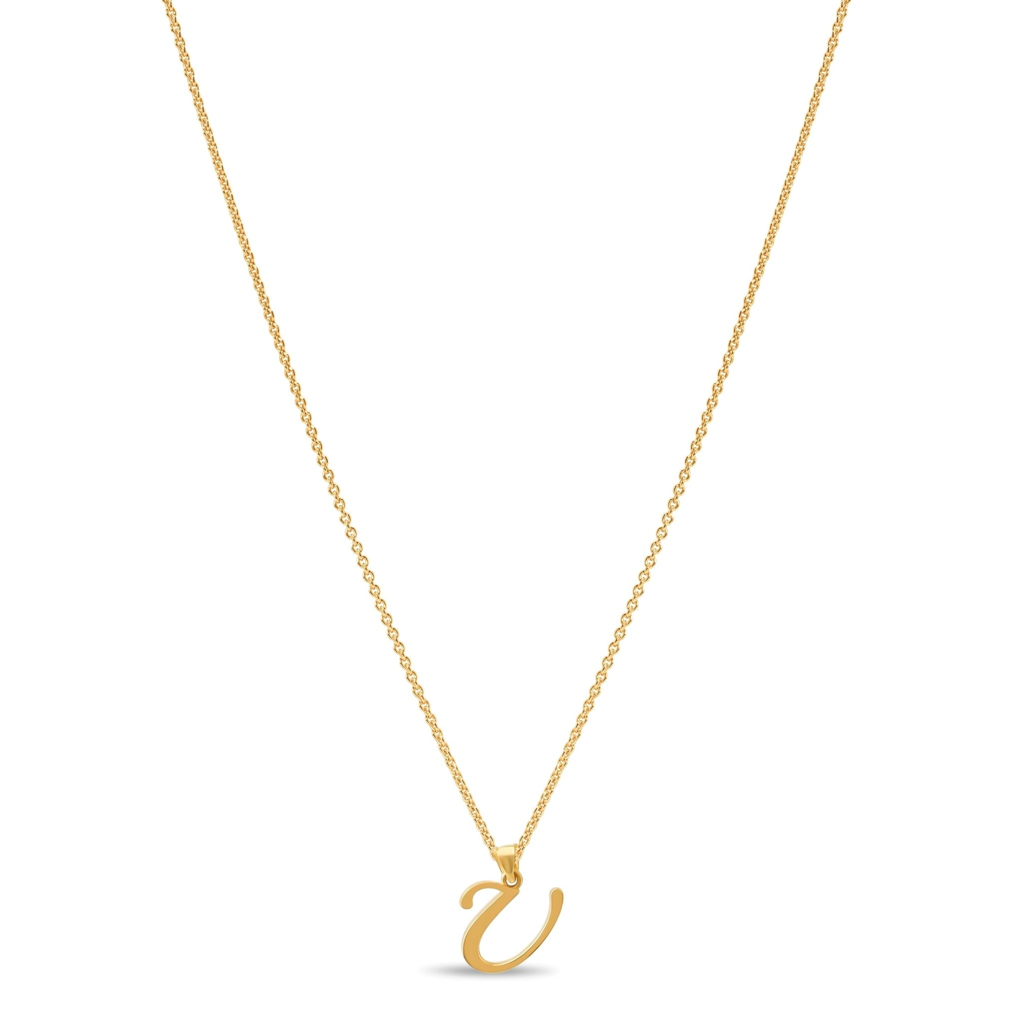 14ct Gold Initial U Pendant | Personalised Gold Alphabet Charm | Meaningful Gift | Pendant Only - Kolié