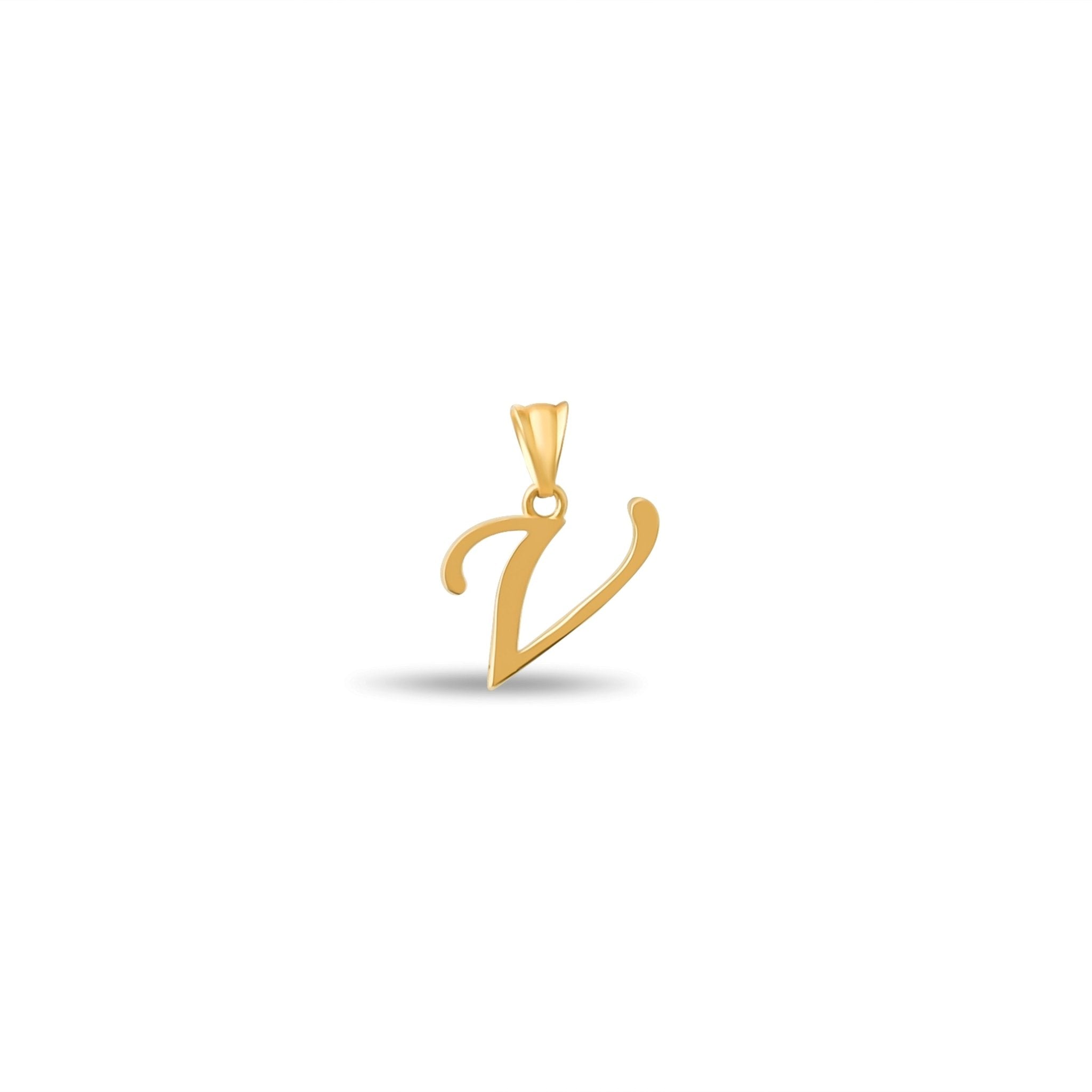 14ct Gold Initial V Pendant | Personalised Gold Alphabet Charm | Meaningful Gift | Pendant Only - Kolié