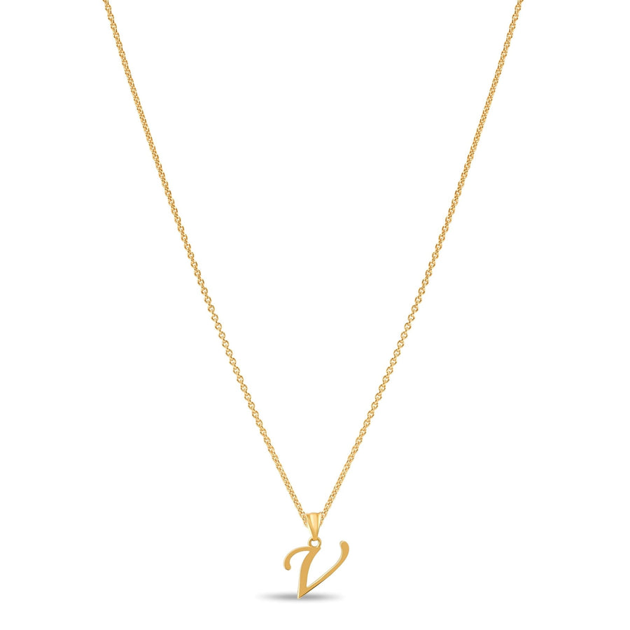 14ct Gold Initial V Pendant | Personalised Gold Alphabet Charm | Meaningful Gift | Pendant Only - Kolié