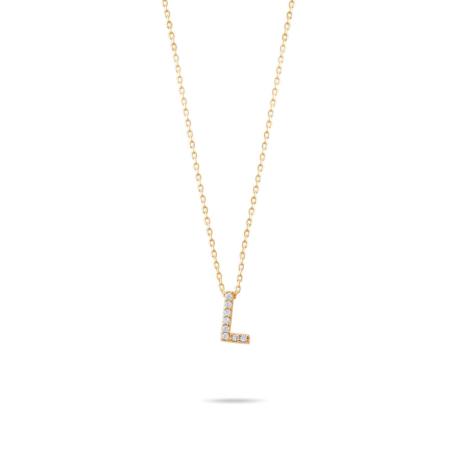 14ct Gold L Initial Necklace, Cubic Zirconia Personalised Pendant, Alphabet Letter Jewellery, Hallmarked - Kolié