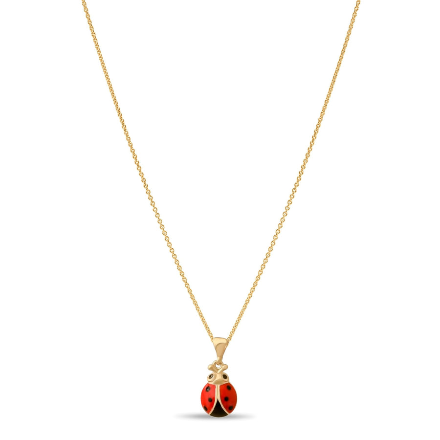 14ct Gold Ladybird Pendant for Girls | Red Enamel Charm | Cute Animal Pendant | Pendant Only - Kolié