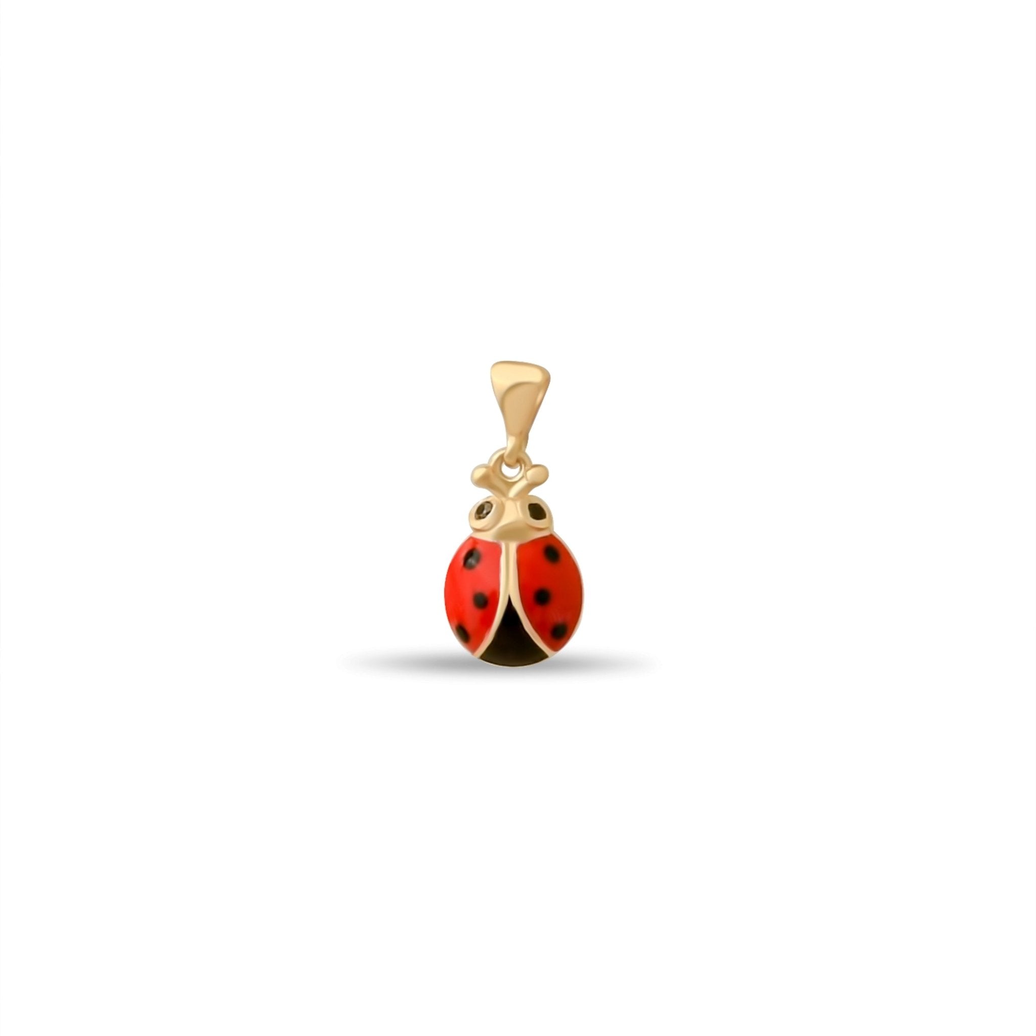 14ct Gold Ladybird Pendant for Girls | Red Enamel Charm | Cute Animal Pendant | Pendant Only - Kolié