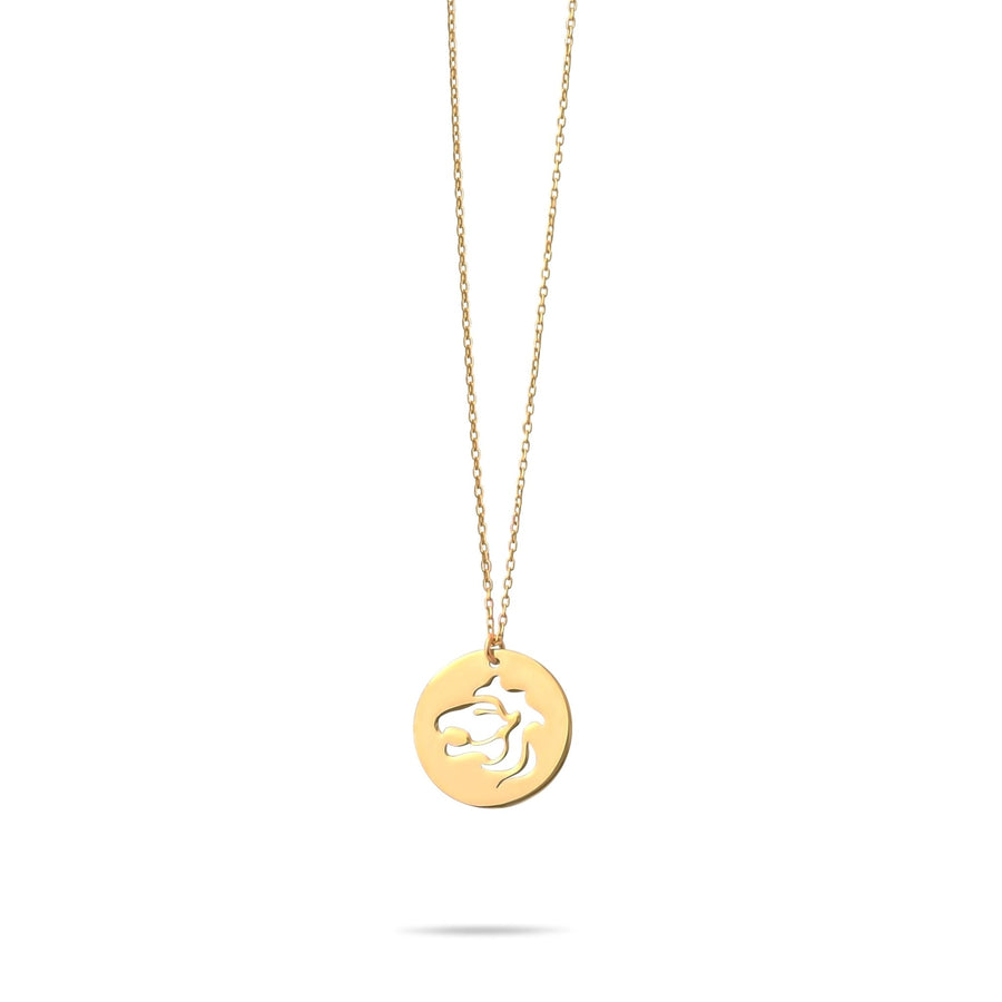 14ct Gold Leo Necklace, Zodiac Star Sign Pendant, Hallmarked Chain Included - Kolié