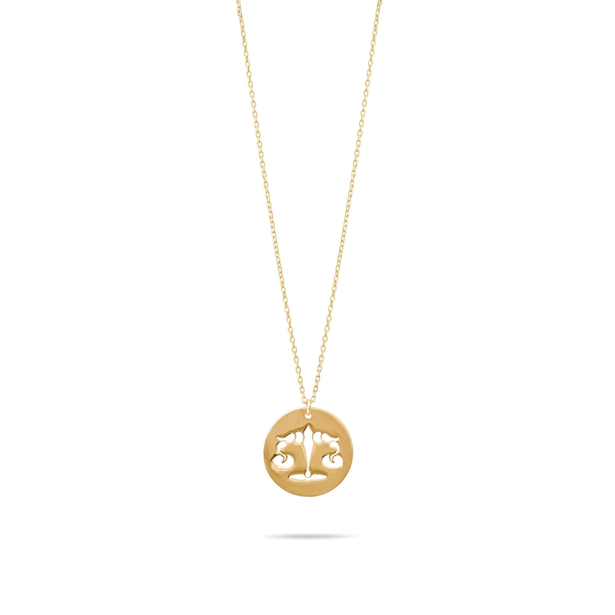 14ct Gold Libra Necklace, Zodiac Star Sign Pendant, Hallmarked Chain Included - Kolié