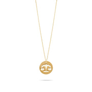 14ct Gold Libra Necklace, Zodiac Star Sign Pendant, Hallmarked Chain Included - Kolié