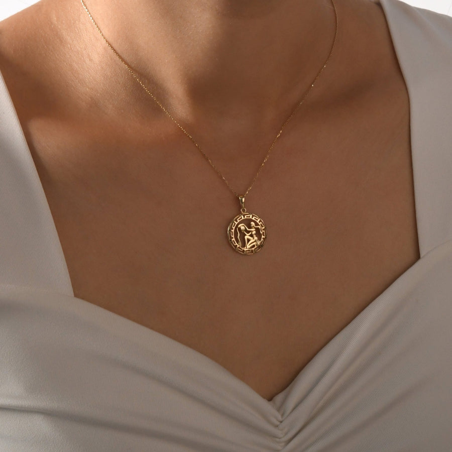 14ct Gold Libra Zodiac Pendant – Astrology Gift for Women - Pendant Only - Kolié