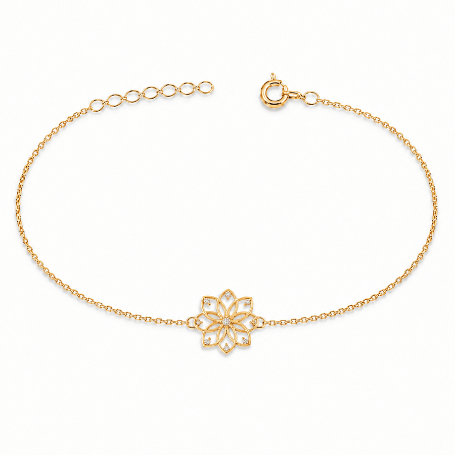 14ct Gold Lotus Flower Bracelet - Kolié Fine Jewellery
