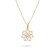 14ct Gold Lotus Pendant, Cubic Zirconia Floral Necklace Charm, Elegant Jewellery for Women - Pendant Only - Kolié