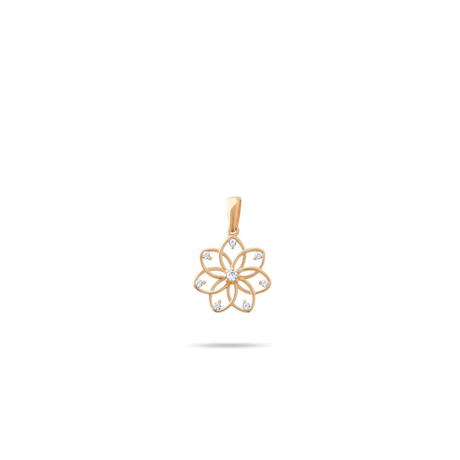 14ct Gold Lotus Pendant, Cubic Zirconia Floral Necklace Charm, Elegant Jewellery for Women - Pendant Only - Kolié