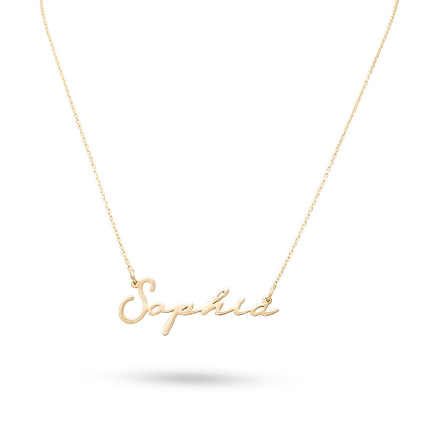14ct Gold Name Necklace ‘Sophia’ • Custom Name Necklace • Yellow Gold Script Name Pendant • 14ct Personalised Jewellery • 45cm Chain Included - Kolié Fine Jewellery