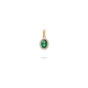 14ct Gold Oval Green Pendant, Emerald Green and Cubic Zirconia Necklace, Elegant Gold Jewellery - Kolié